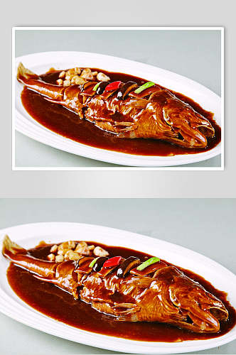 红烧大黄鱼食物摄影图片