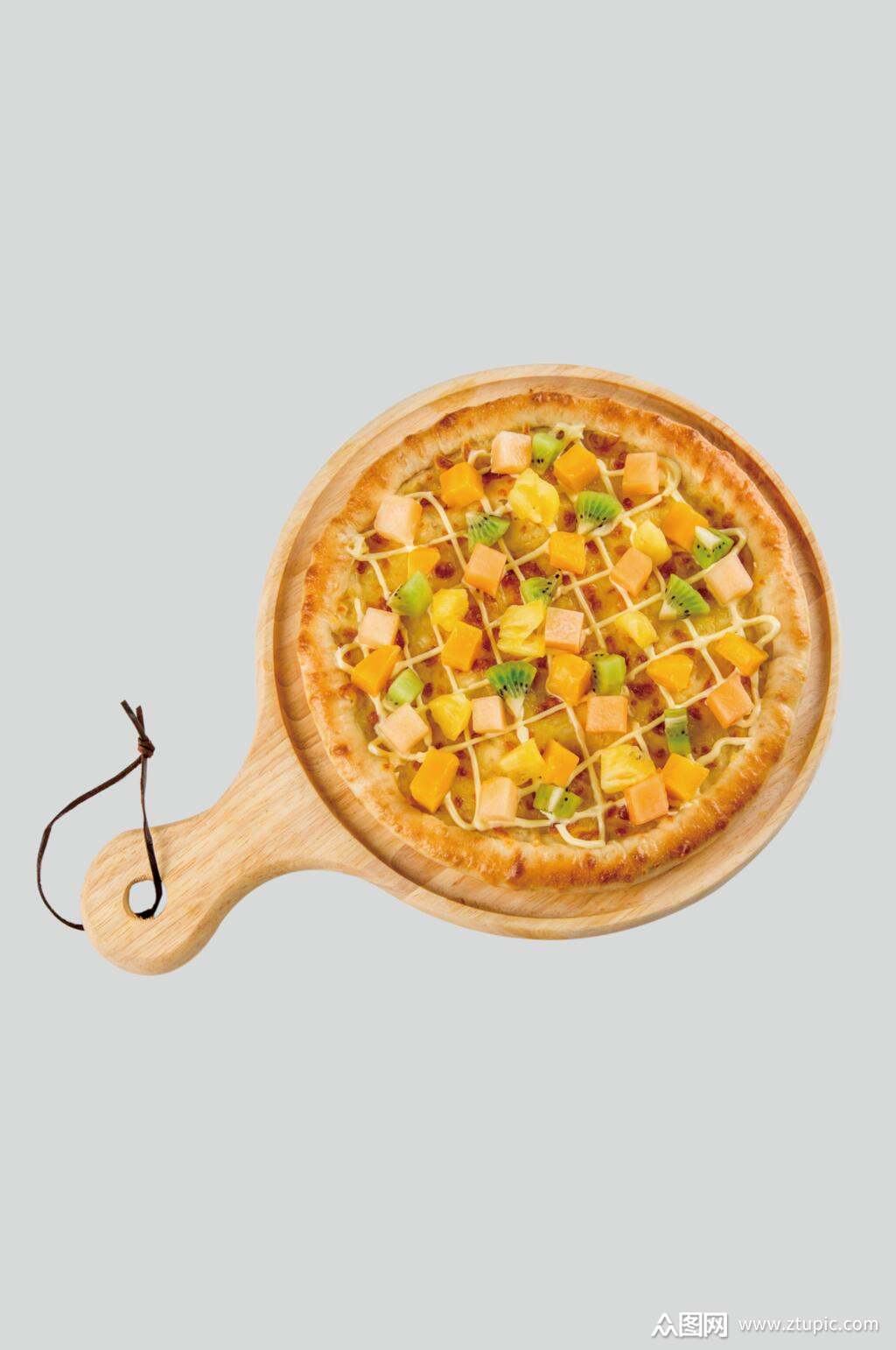 时令缤纷水果披萨摄影图片素材