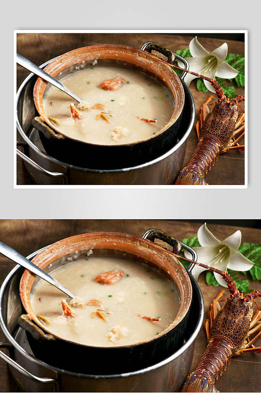 龙虾煲仔粥食品摄影图片