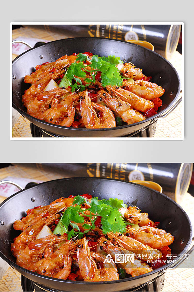 海鲜干锅虾食物图片素材