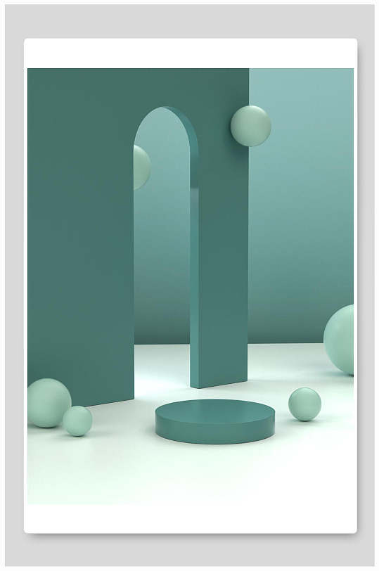 清新绿色时尚电商商品展示台背景素材