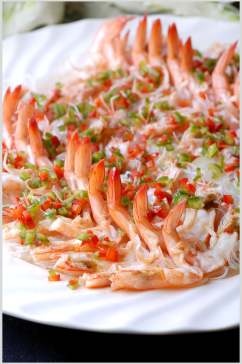 海鲜蒜茸开边虾餐饮摄影图片