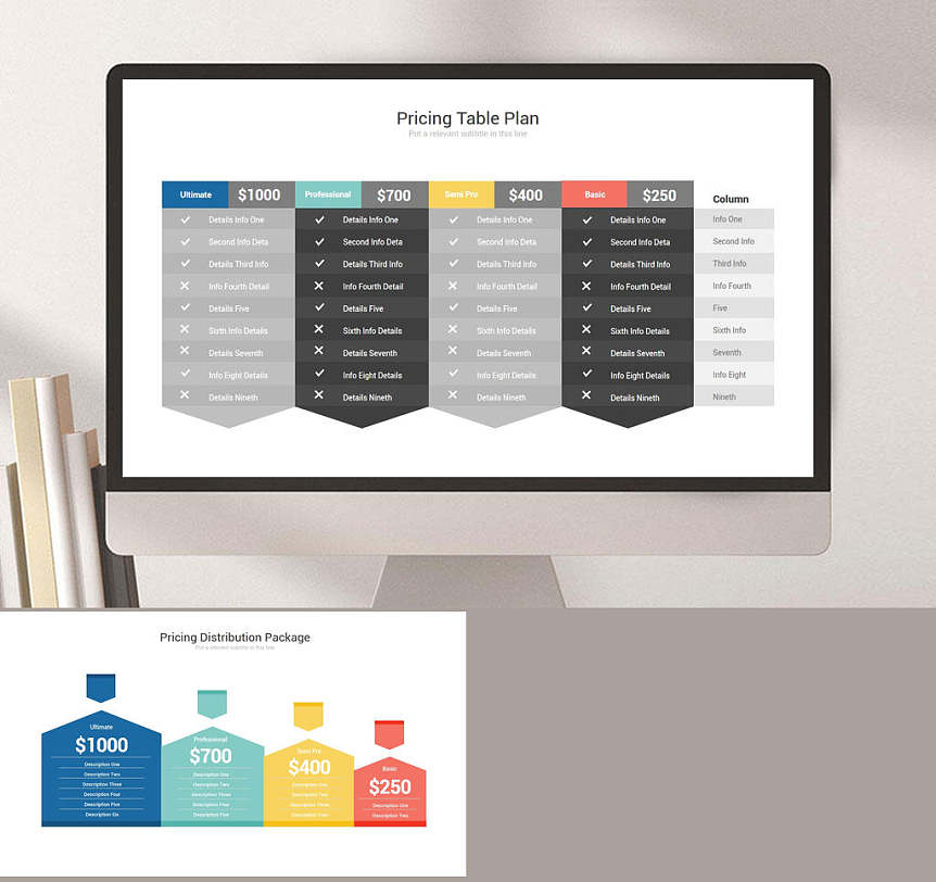 清新白色简约详细价格报价表格ppt