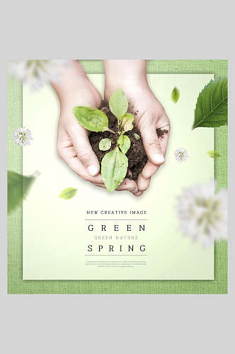 绿植春季植物花店海报