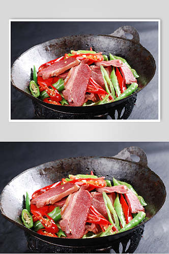香辣美味干锅驴肉食物图片