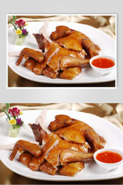 蒜香吊烧鸡食物摄影图片