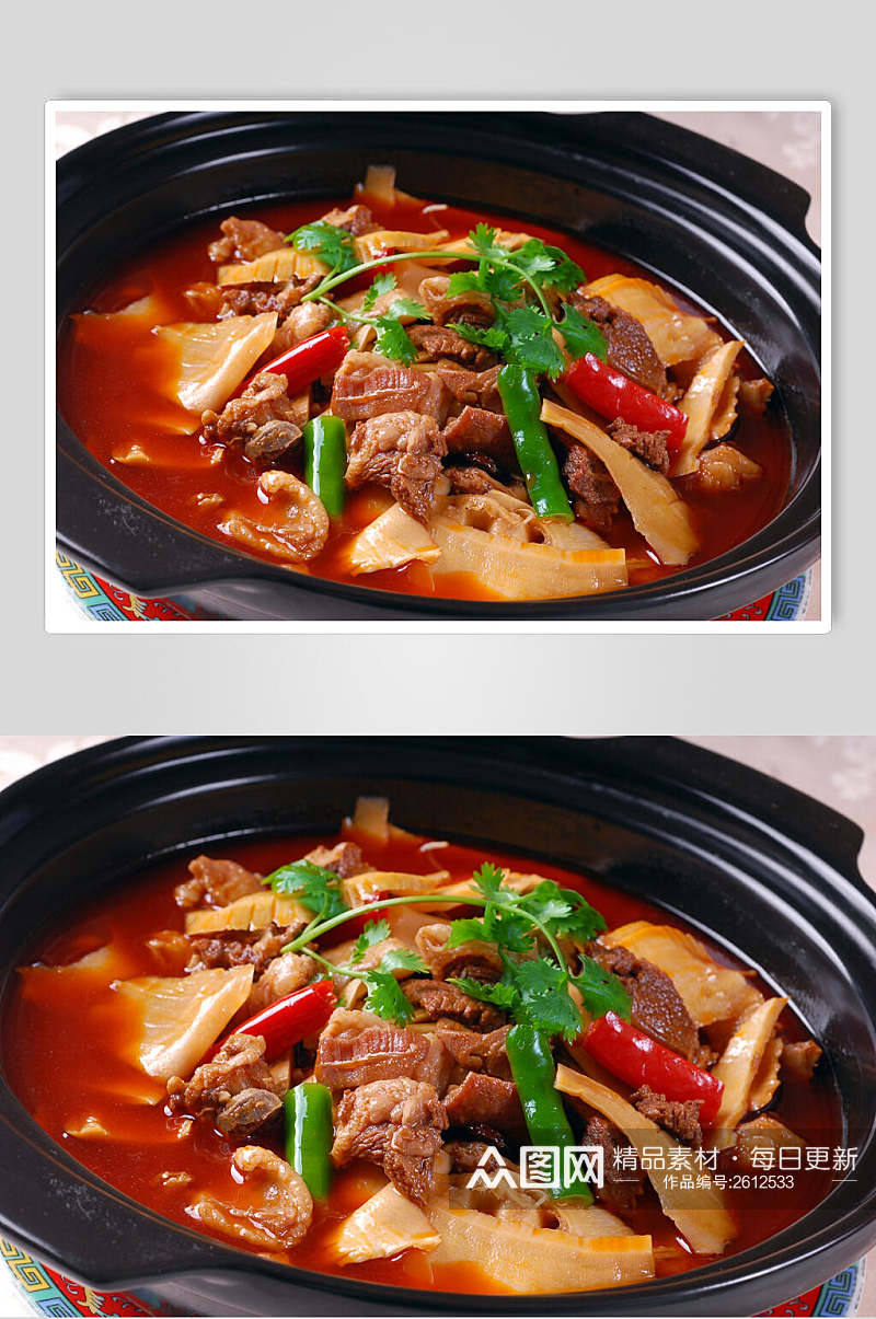 热笋子羊肉煲食品高清图片素材