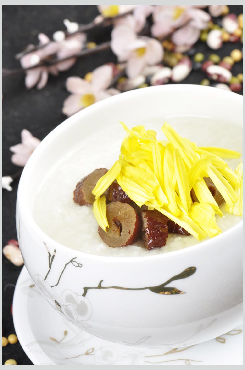 红枣菊花粥食品摄影图片素材