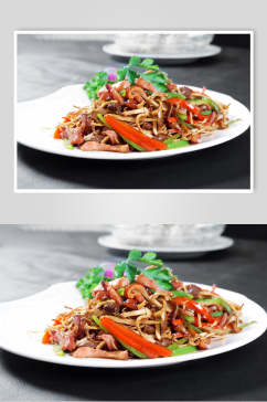 茶树菇煸鸭丝食品高清图片