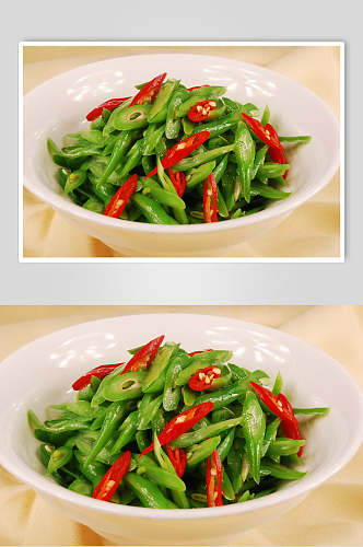 线椒炒豆角丝食物高清图片