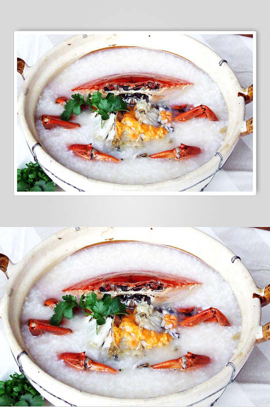 膏蟹砂锅粥食品摄影图片