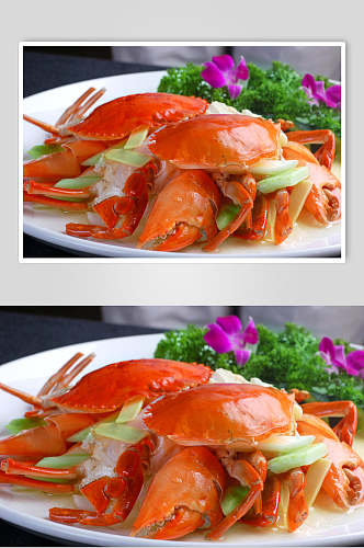姜葱肉蟹餐饮摄影图片