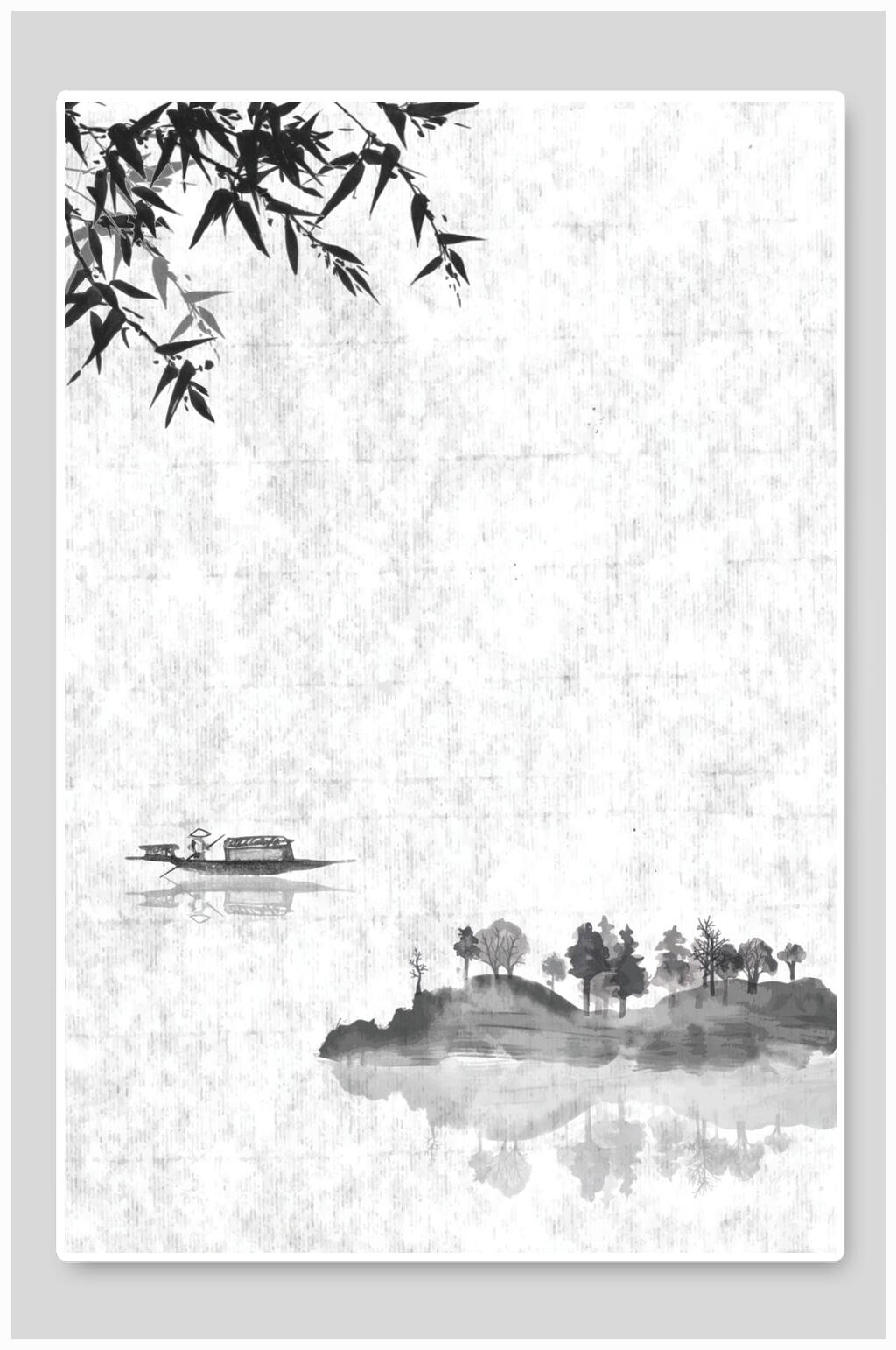 黑白简约风中国风水墨插画矢量背景