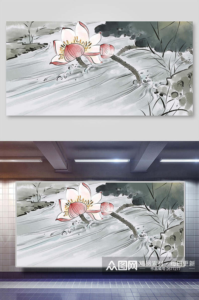 水彩中国风花鸟国画背景素材素材