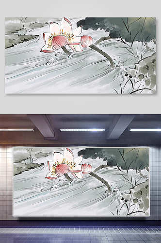 水彩中国风花鸟国画背景素材
