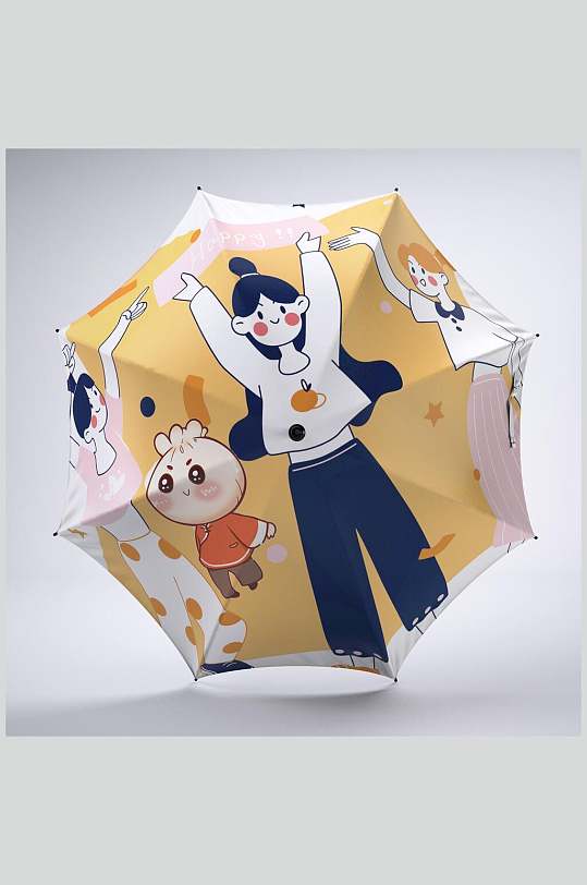 卡通可爱雨伞贴图样机-众图网