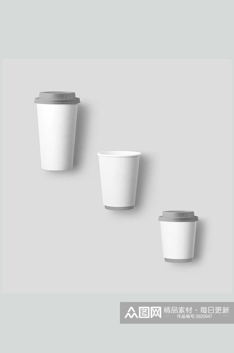 白色灰色咖啡杯纸杯文创杯子样机素材