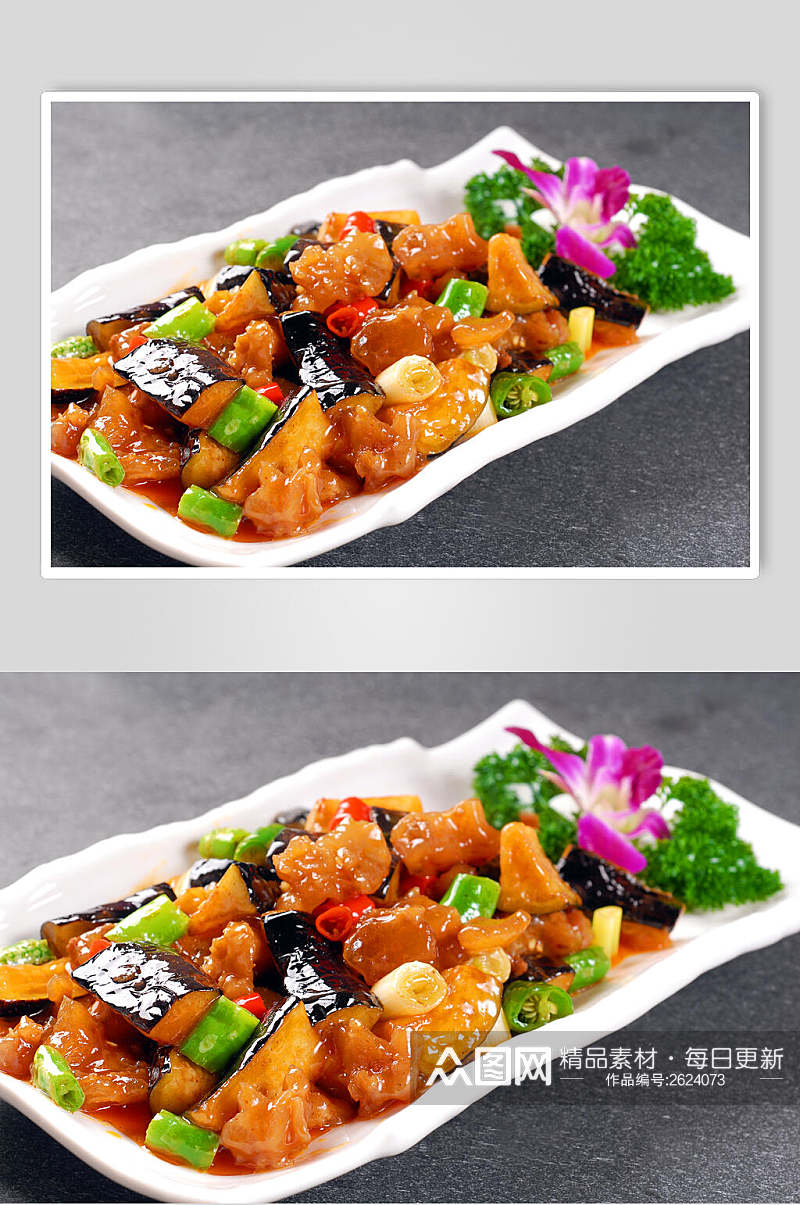 牛筋头焖紫茄餐饮图片素材
