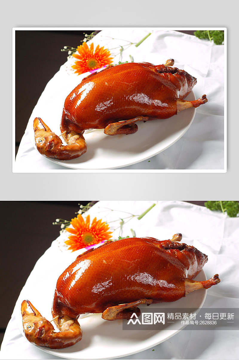 金黄美味烤鸭卤菜冷拼食品摄影图片素材