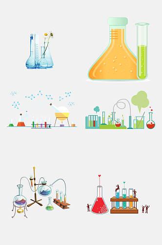 清新彩色化学仪器免抠元素