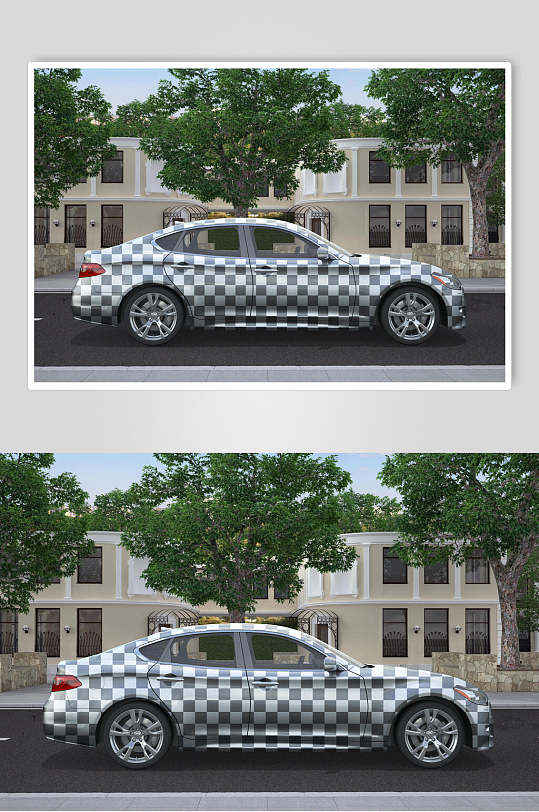 大巴车大客车巴士车身贴图俯拍效果图样机立即下载立体蓝白创意高端