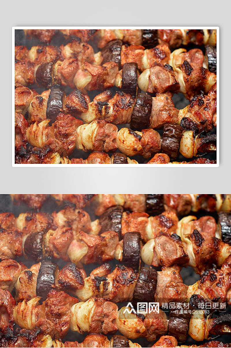 新鲜美味香菇肉串摄影图片素材