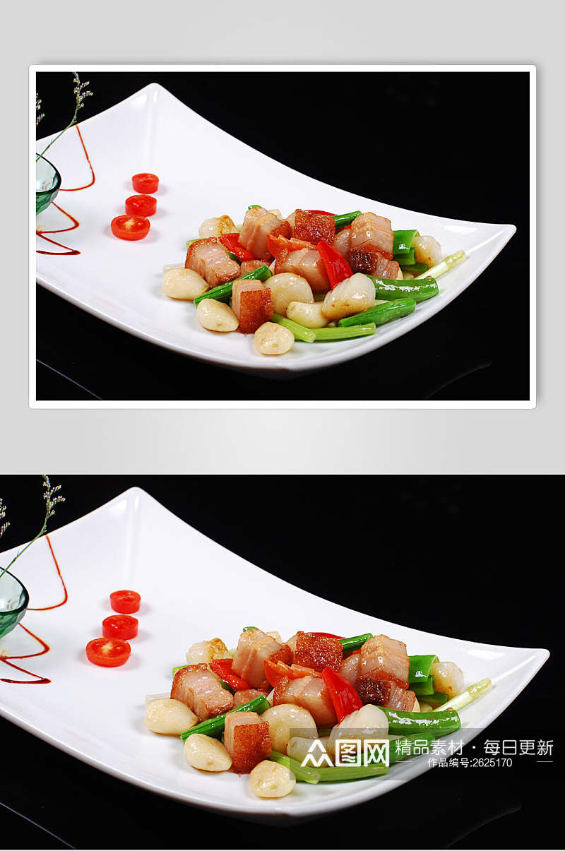 蒜子火腩炒贝餐饮食品图片素材