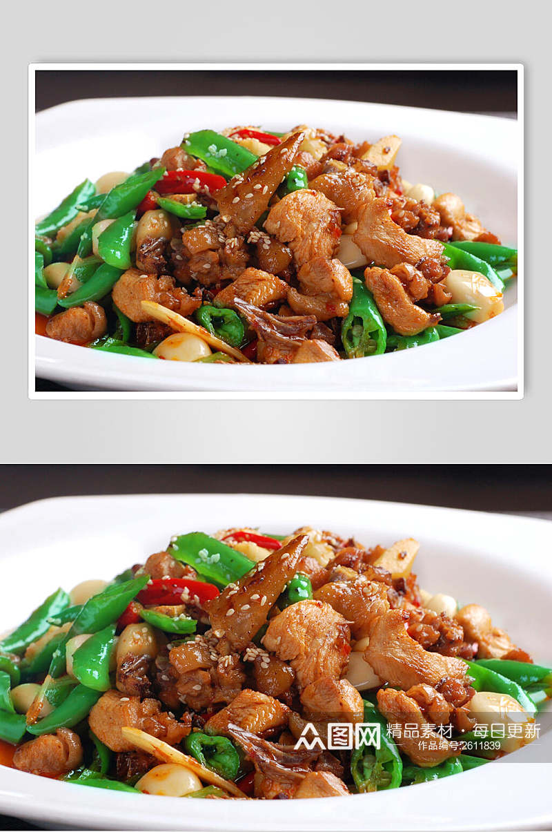 青椒炒土鸡食品高清图片素材