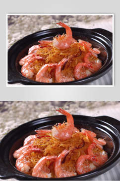 热菜XO酱粉丝虾煲食物高清图片