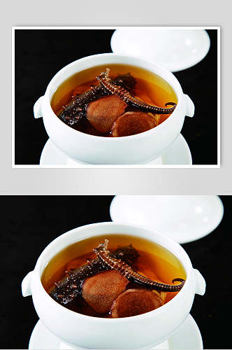 鹿茸海龙炖辽参食物摄影图片