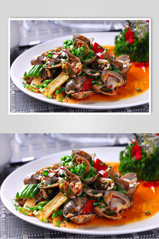 海鲜葱椒花甲食物摄影图片