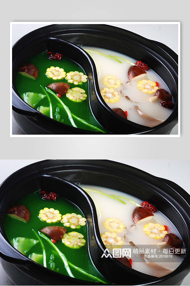 鸳鸯锅锅底食物摄影图片素材