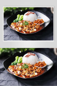 麻婆豆腐饭食物高清图片