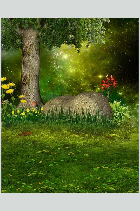 创意动漫唯美迷幻森林图片