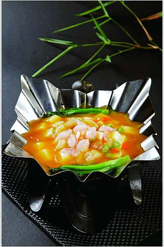 海棠鲜虾滑豆腐食物高清图片
