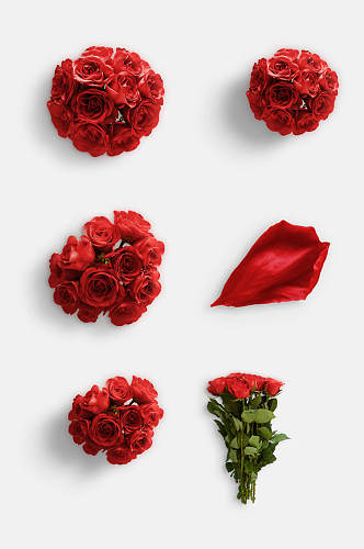 红色花束玫瑰花免抠元素