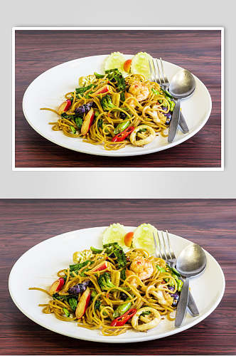 青菜炒面食品西餐美食摄影图