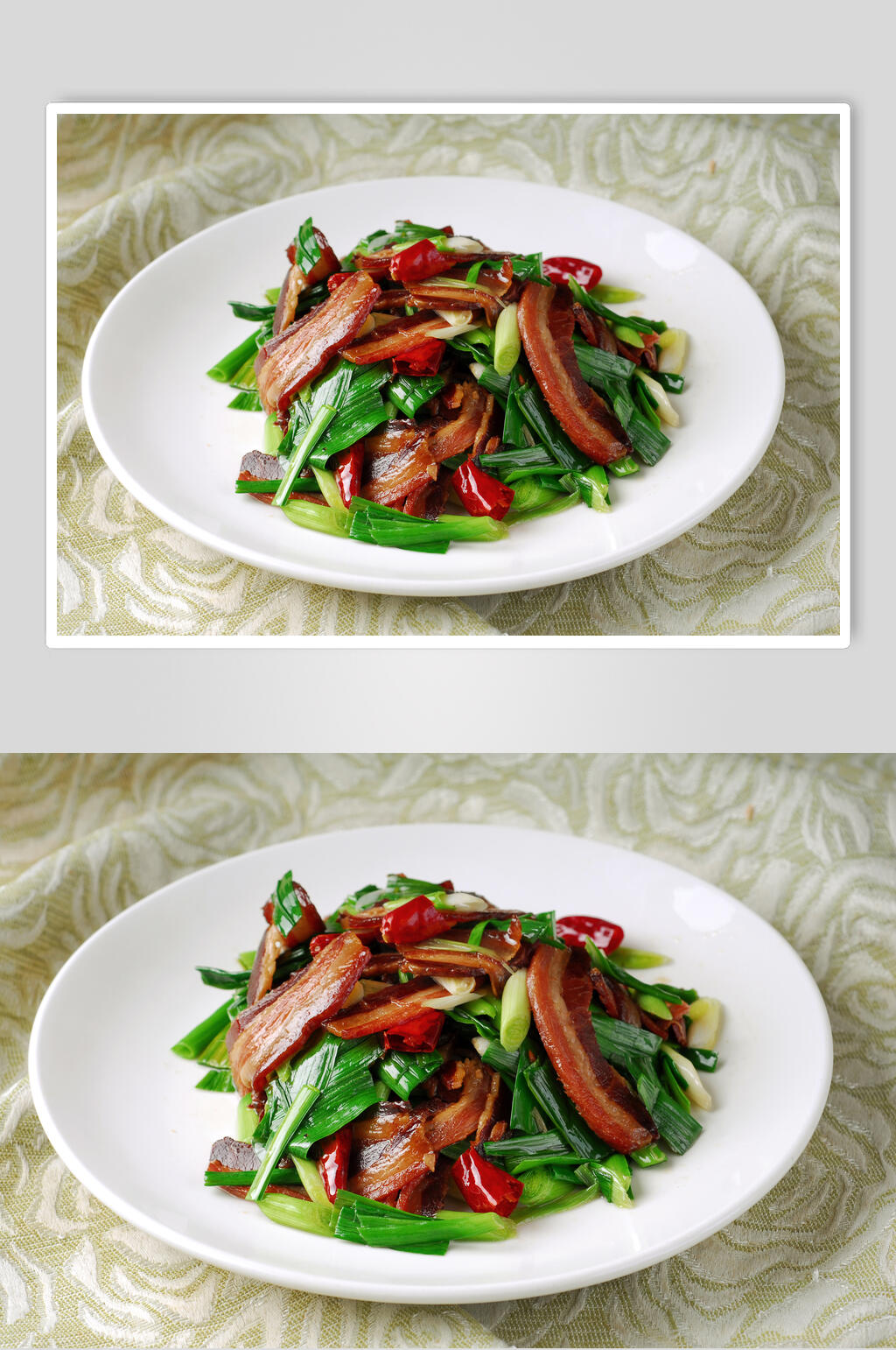蒜苗炒腊肉高清图片素材