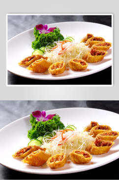 菊花鸭丝蛋卷食品高清图片
