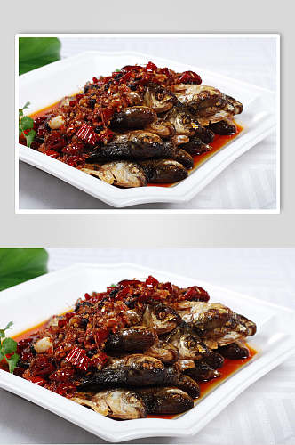 豆豉辣椒蒸火焙鱼食物摄影图片