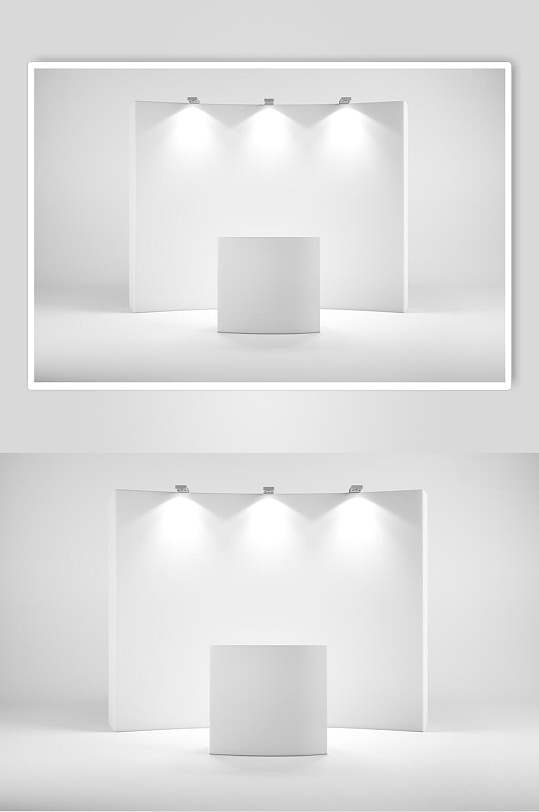 白色灯光企业前台吧台样机-众图网