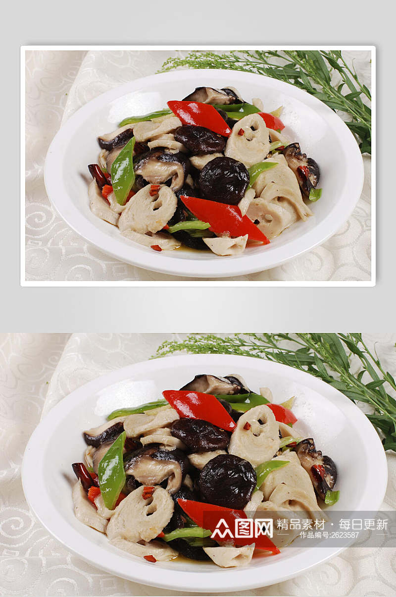面筋炒香菇餐饮食品图片素材