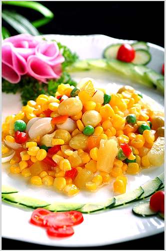 歪菜小炒杂果炒玉米餐饮食品图片
