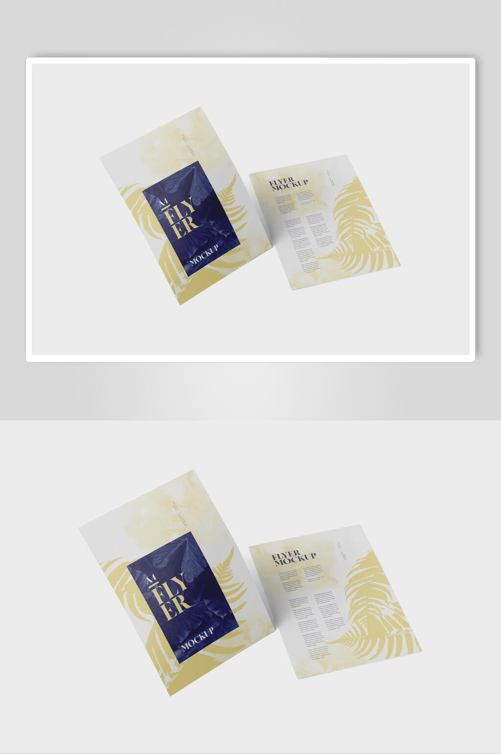 黄蓝白色系折页样机素材