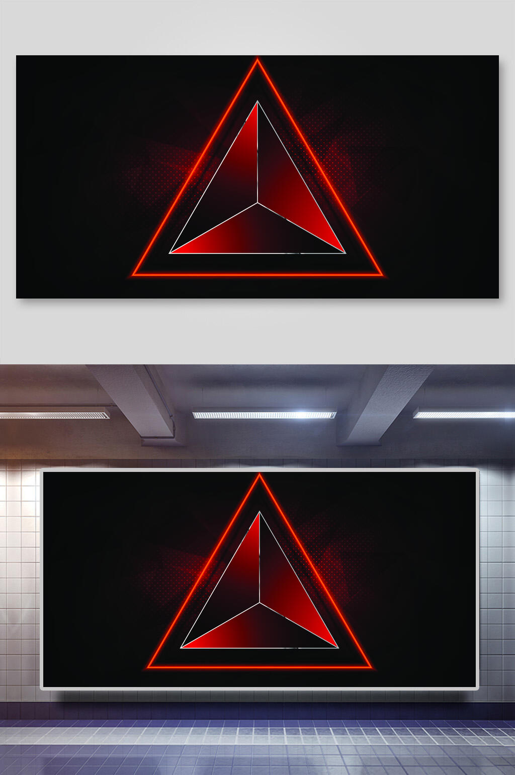 三角简约红黑创意高端大气科技背景