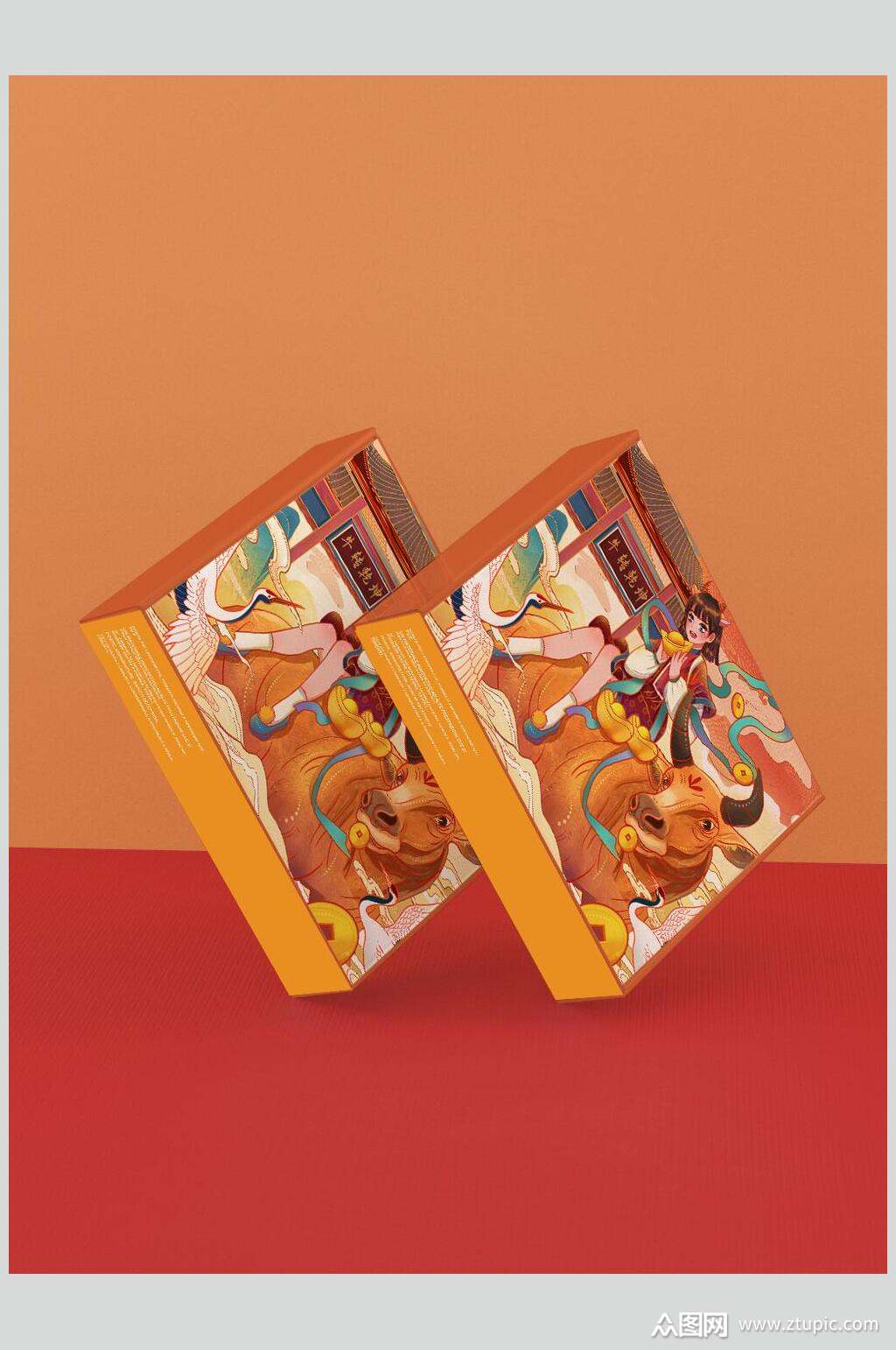 国潮风大气祥云绸缎包装样机素材