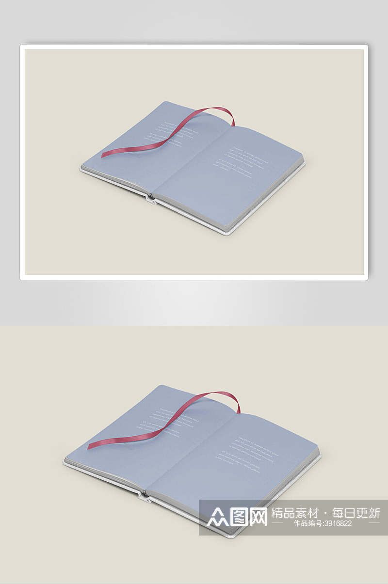 清新创意个性浅蓝红飘带笔记本样机素材