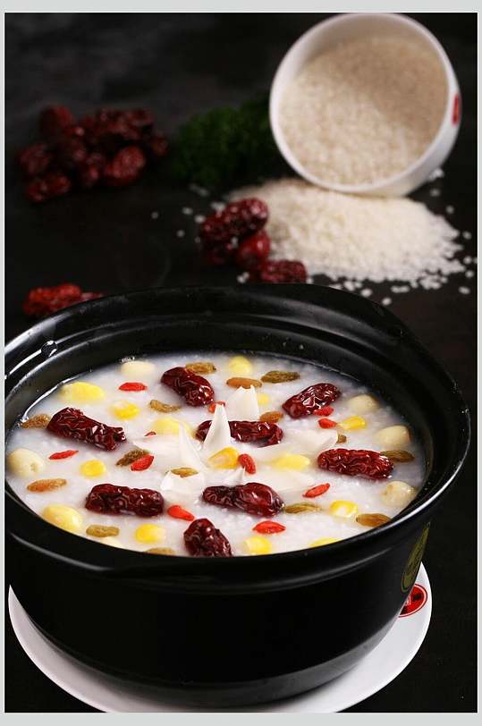 新鲜美味红枣粥食品摄影图片