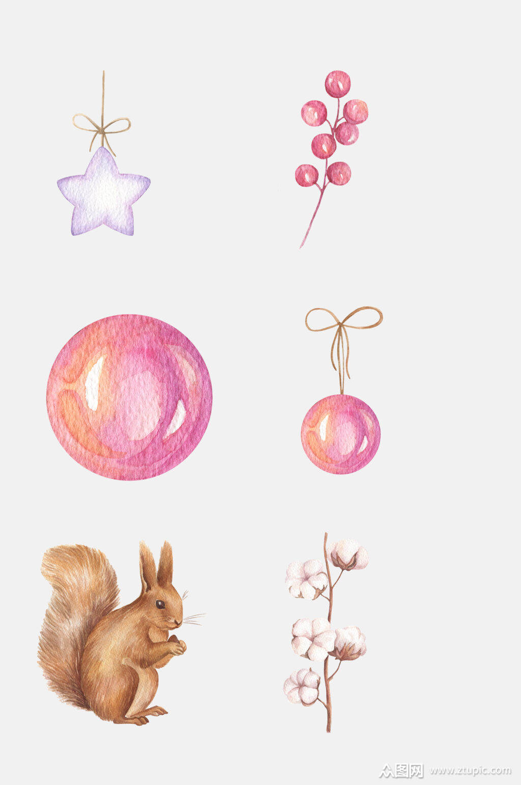 动物装饰物圣诞节免抠元素素材