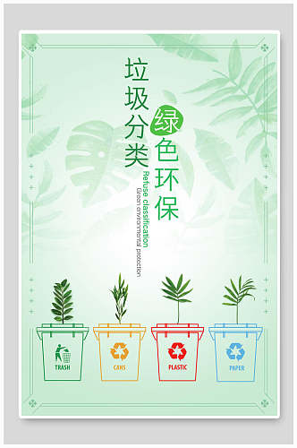 手绘垃圾分类绿色环保海报